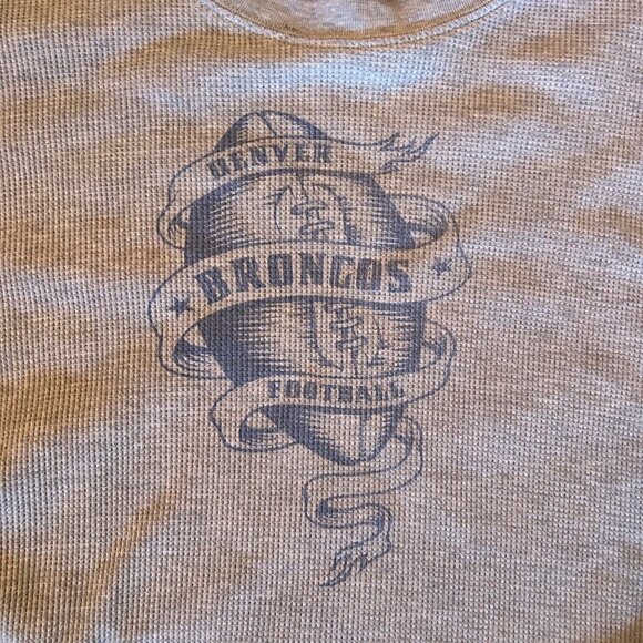 Vintage Reebok Denver Broncos Waffle Knit Thermal Shirt 2XL - Picture 4 of 6
